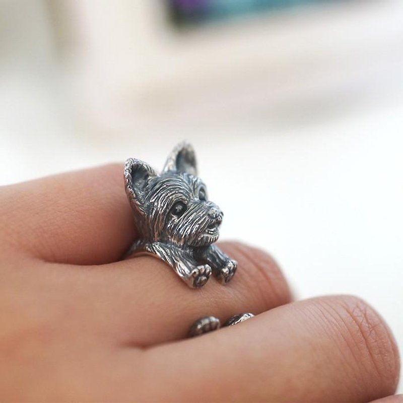 Dog Ring Yorkshire Terrier Yorkie - แหวนทั่วไป - โลหะ สีเงิน
