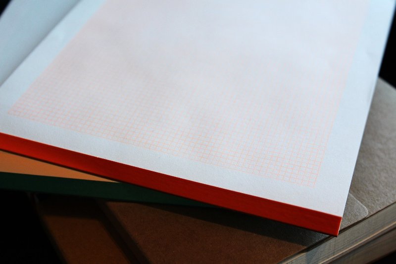 BLOCA5グラフ用紙/エメラルドグリーンのグリッド線+オレンジ色のグリッドパターン割引セット - ノート・手帳 - 紙 