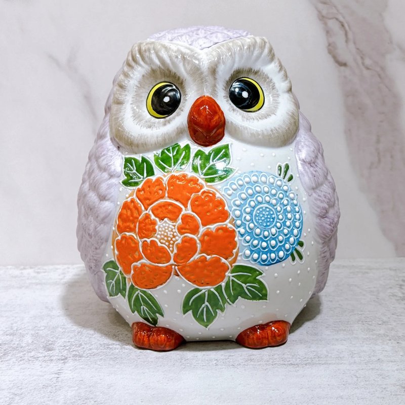 【福紫華魂】日本九谷燒貓頭鷹 | 紫盛 - 擺飾/家飾品 - 瓷 紫色