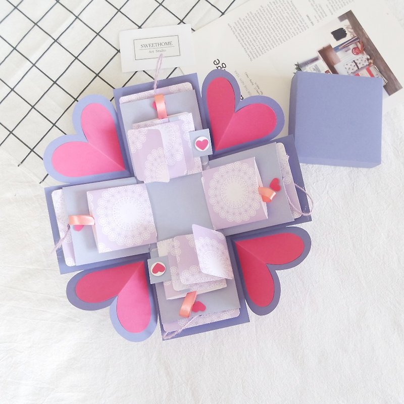 Sweet Home Gift Box Card-Lavender Forest-Handmade Card/Valentine's Day Three-dimensional Card - การ์ด/โปสการ์ด - กระดาษ 