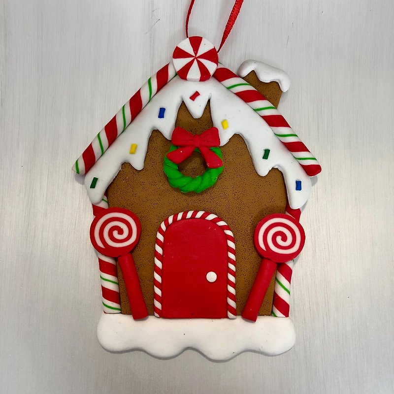 キャンディクリスマスハウスチャーム - 置物 - 陶器 ブラウン