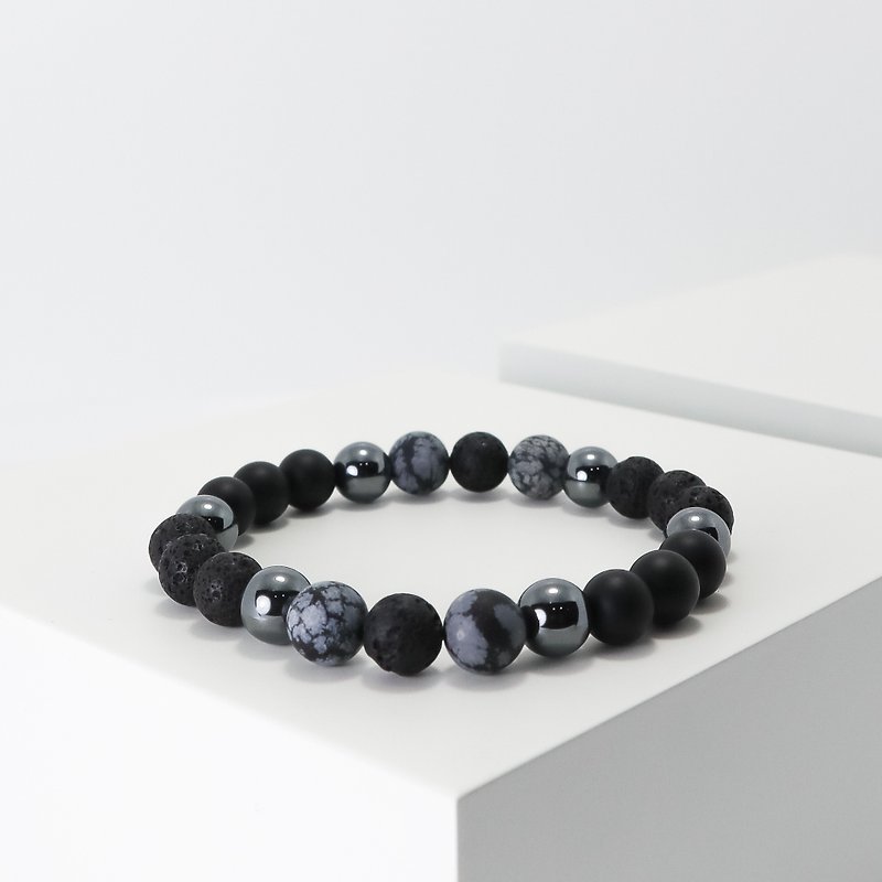 VSNS | Dark Knight - volcanic Stone natural stone beaded bracelet custom - Bracelets - Semi-Precious Stones Black