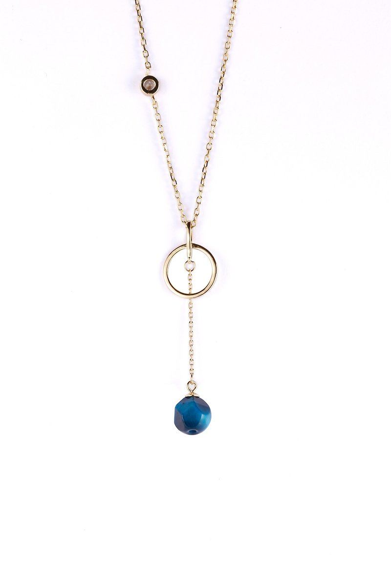 【Mother's day gift】Sunset Collection - S925 Sterling Silver Gold Plated Blue Tig - สร้อยคอ - คริสตัล สีน้ำเงิน