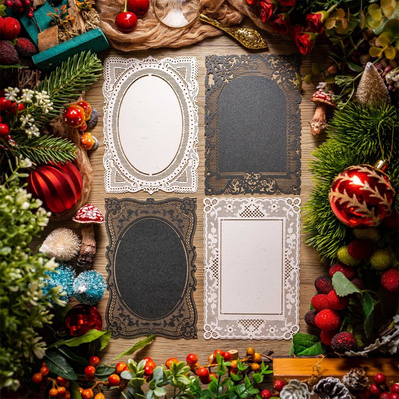 復古蕾絲卡 拼貼卡 甜蜜造景裝飾 手帳素材 - 紙膠帶/和紙/PET - 紙 多色