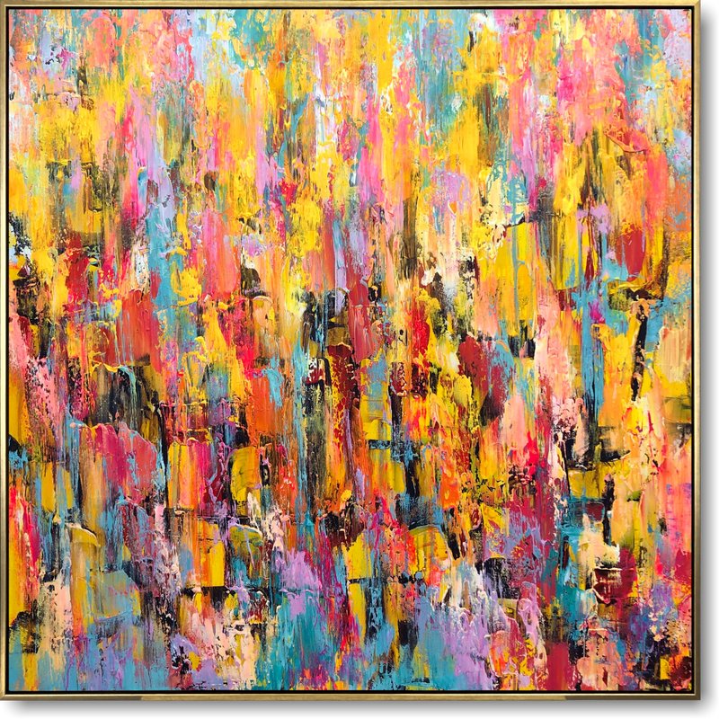 Dynamic Abstraction Atmospheric Art Rich Textured Art Explosion Of Colors - 壁貼/牆壁裝飾 - 壓克力 多色