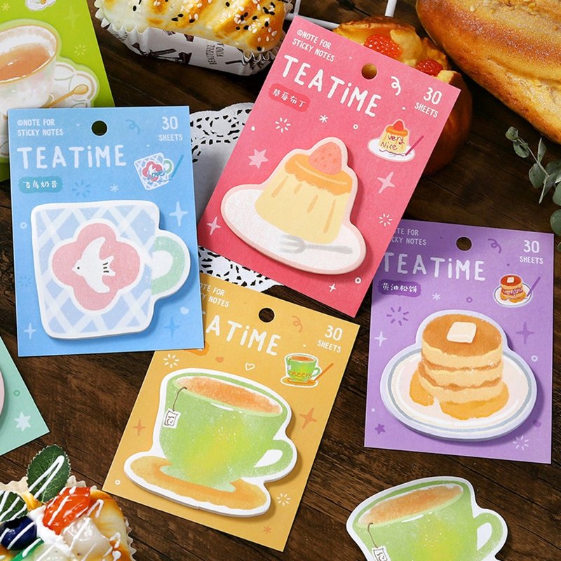 【Tea time】Plan list message note sticky note food notebook sticker material - กระดาษโน้ต - กระดาษ 