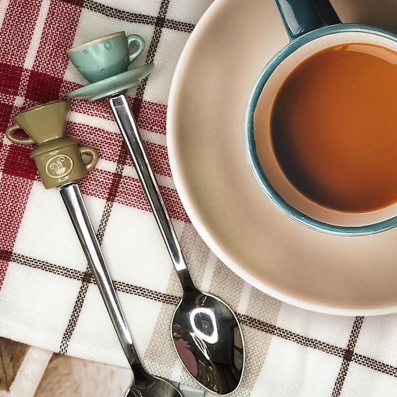 Morandi Style Coffee Design Spoon & Fork Set - 4 pieces - Cutlery & Flatware - Resin 