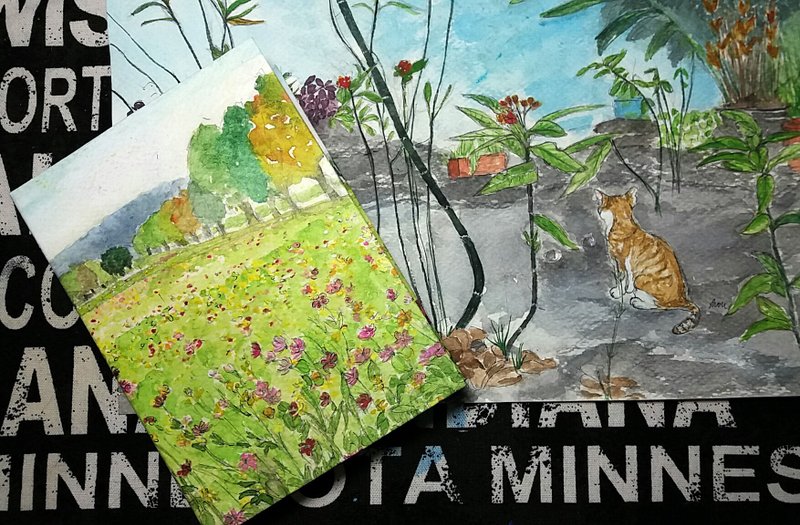 กระดาษ สมุดบันทึก/สมุดปฏิทิน - hand-painted manuscript brochure flower lotus sea