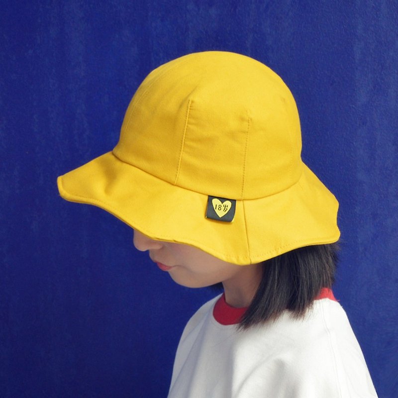 18歲少女 可愛清新波浪邊漁夫帽 防曬遮陽帽 禮物 - 帽子 - 棉．麻 黃色