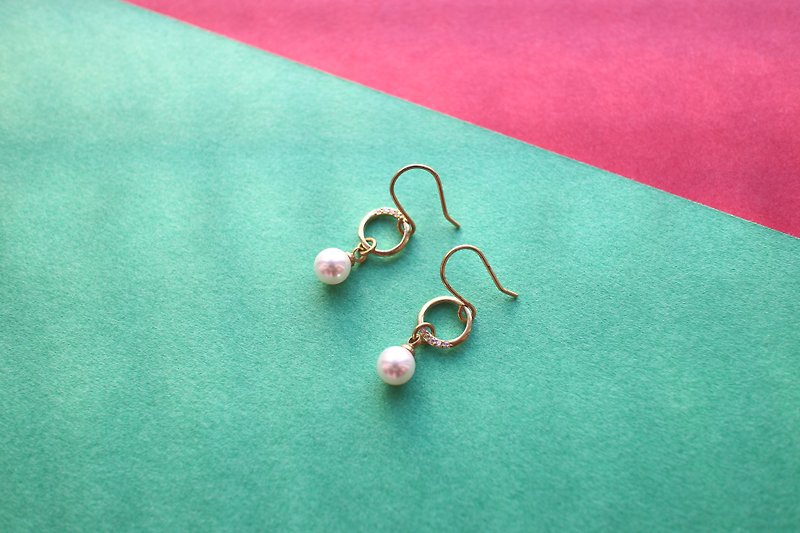Winter love-Brass zircon earrings - Earrings & Clip-ons - Copper & Brass Multicolor