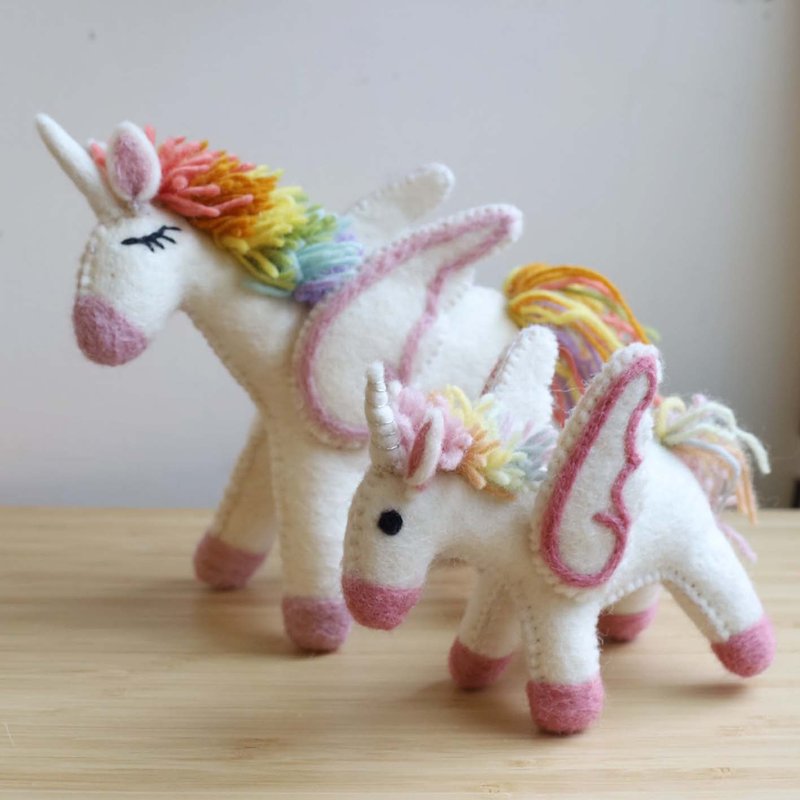 Wool Felt Rainbow Unicorn Plush - Items for Display - Wool Multicolor