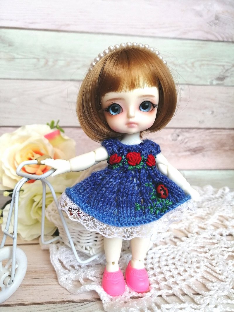 Lati yellow clothes - baboliy clothes - miniature dollhouse - 寶寶/兒童玩具/玩偶 - 羊毛 藍色