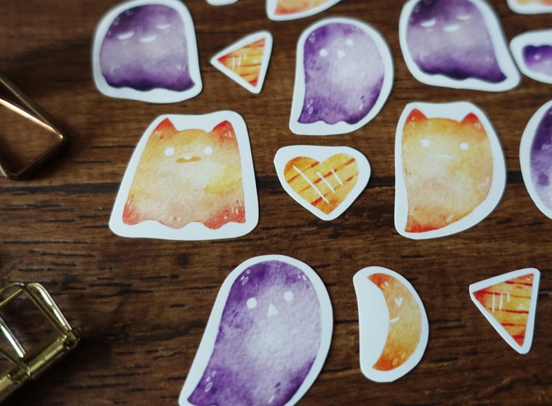 Cat Ghost Sticker Set - Stickers - Paper Orange