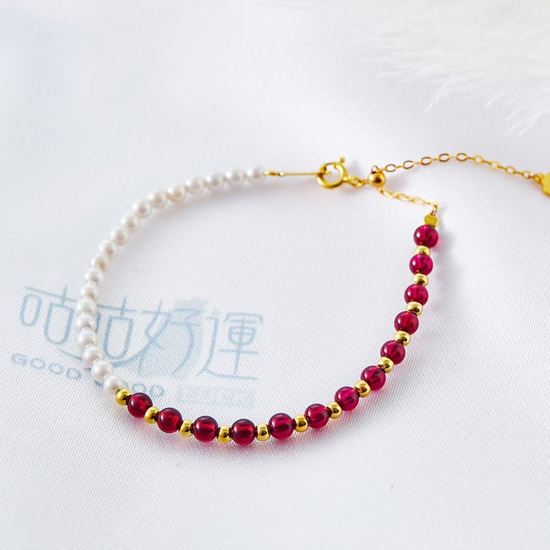 Pregnancy Luck Pearl Red Garnet Bracelet - (Consecration included) Enhance Charm - สร้อยข้อมือ - คริสตัล สีแดง