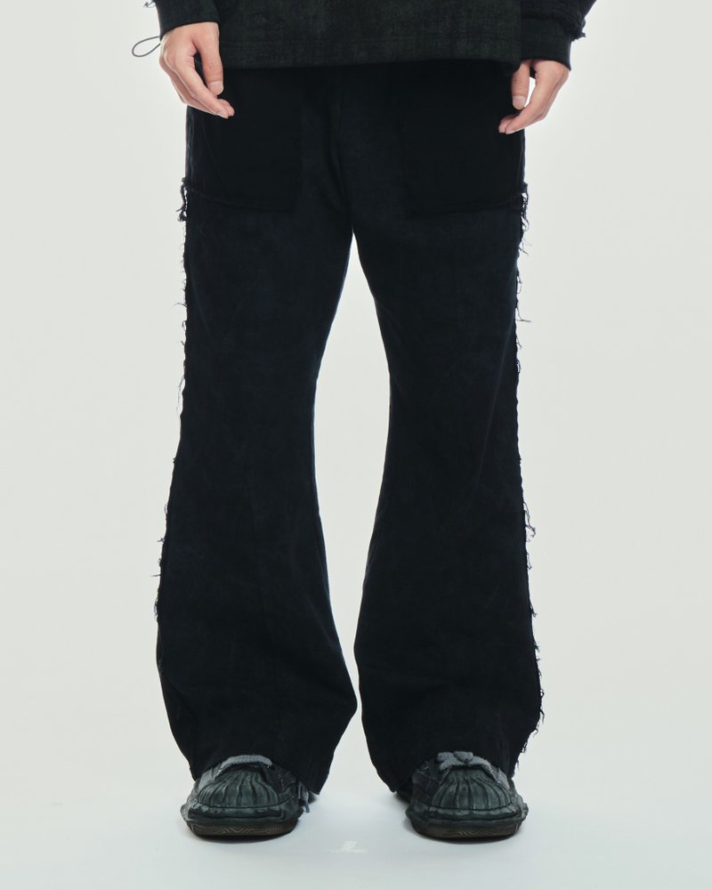 Washed Flared Pants - Men's Pants - Cotton & Hemp Black