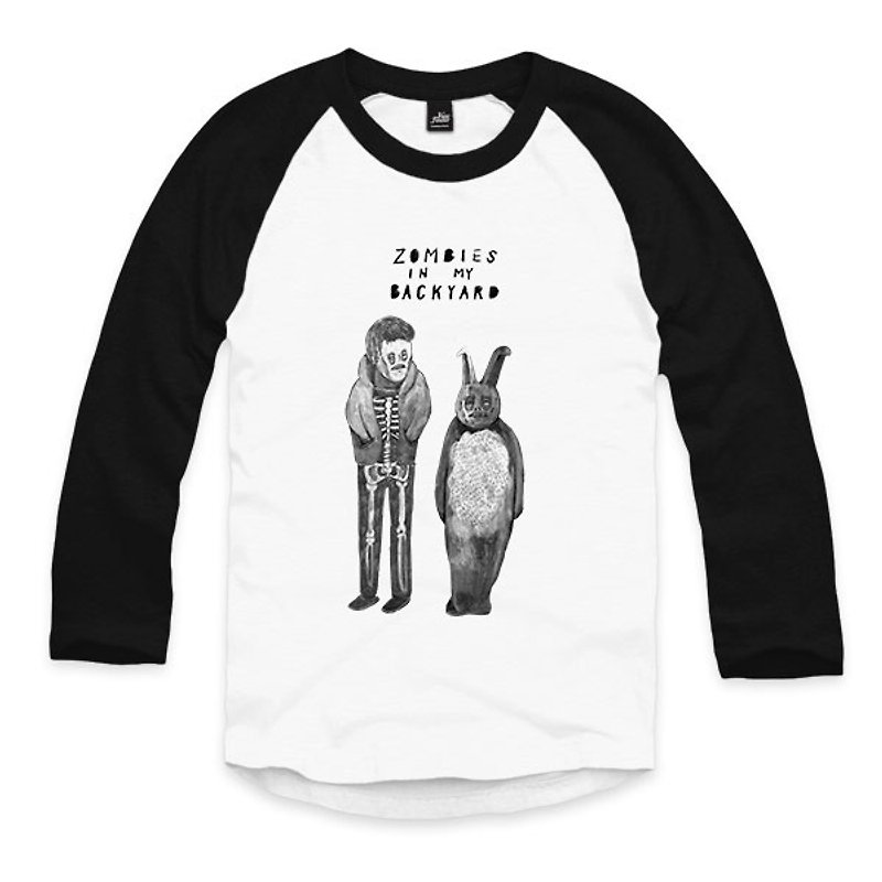 Donnie & Frank-White/Black-3/4 Sleeve Baseball T-Shirt - Men's T-Shirts & Tops - Cotton & Hemp White