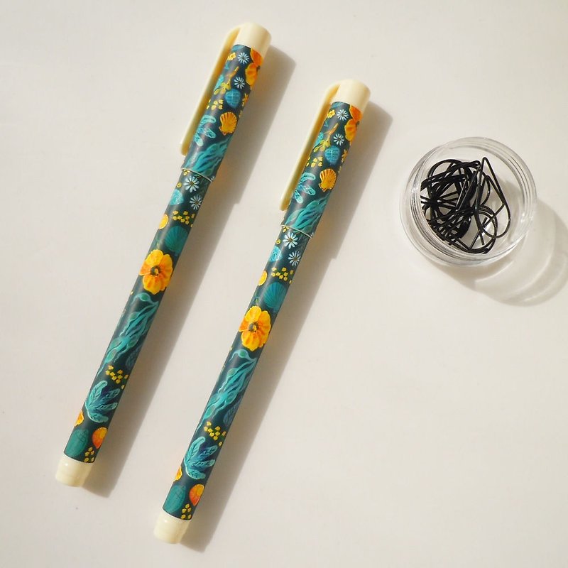 7321 - Natalie 0.5 Black Ball Pen (1 in) - Green Yellow Flower, 73D72733 - ปากกา - พลาสติก สีดำ