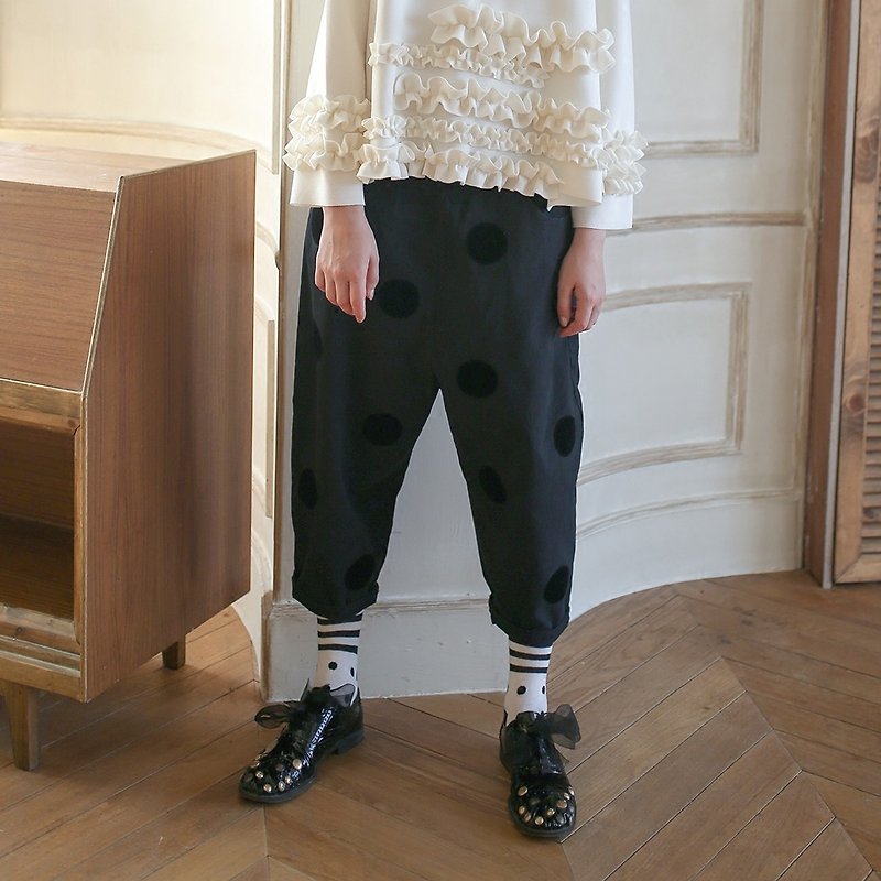 Little casual black tube pants - imakokoni - กางเกงขายาว - ผ้าฝ้าย/ผ้าลินิน สีดำ