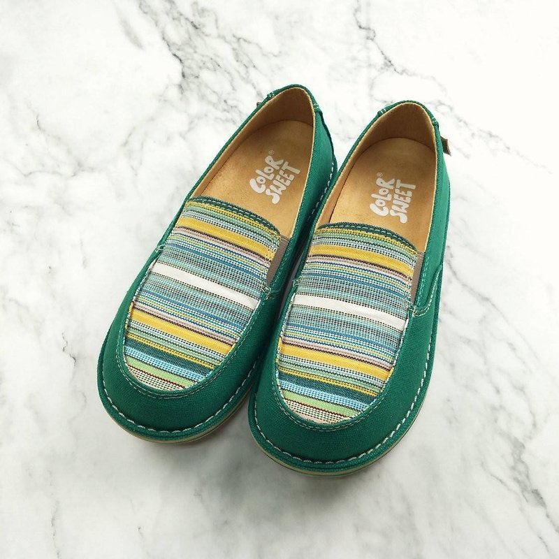 Color series - รองเท้าลำลองผู้หญิง - ผ้าฝ้าย/ผ้าลินิน สีเขียว
