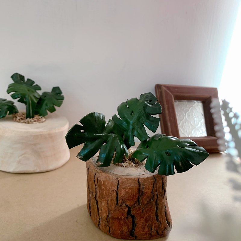 Turtle back taro skin plastic design immortal green plant potted decoration - ตกแต่งต้นไม้ - หนังแท้ 