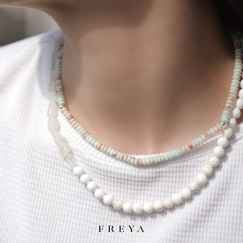 FREYA Magnesite Moonstone Necklace - สร้อยคอ - เงินแท้ 