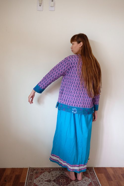 vintage インド綿 キルティング ジャケット 花柄 VINTAGE & ANTIQUE] レディース 70's ヴィンテージ インド綿