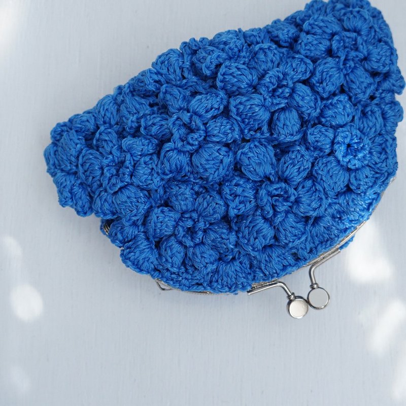 Ba-ba handmade Poppy puff knitting pouch  No.C1699 - Toiletry Bags & Pouches - Other Materials Blue