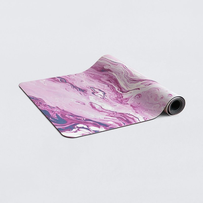 【LOTUS】Longer and wider moisture-absorbent and non-slip PU leather natural rubber yoga mat 4.5mm Glazed Ocean - Yoga Mats - Faux Leather Purple