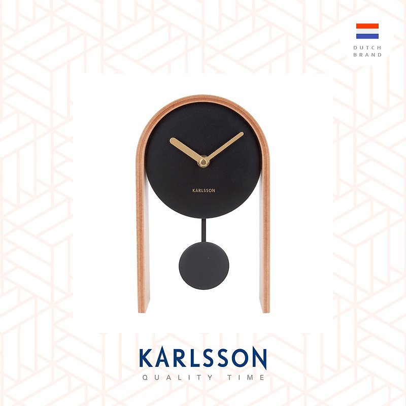 Karlsson, Table clock Smart light wood, black (Pendulum) - Clocks - Wood Black