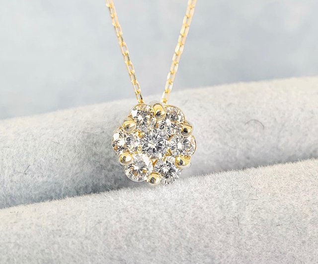 Japanese-made 20-point platinum PT900 flower diamond necklace