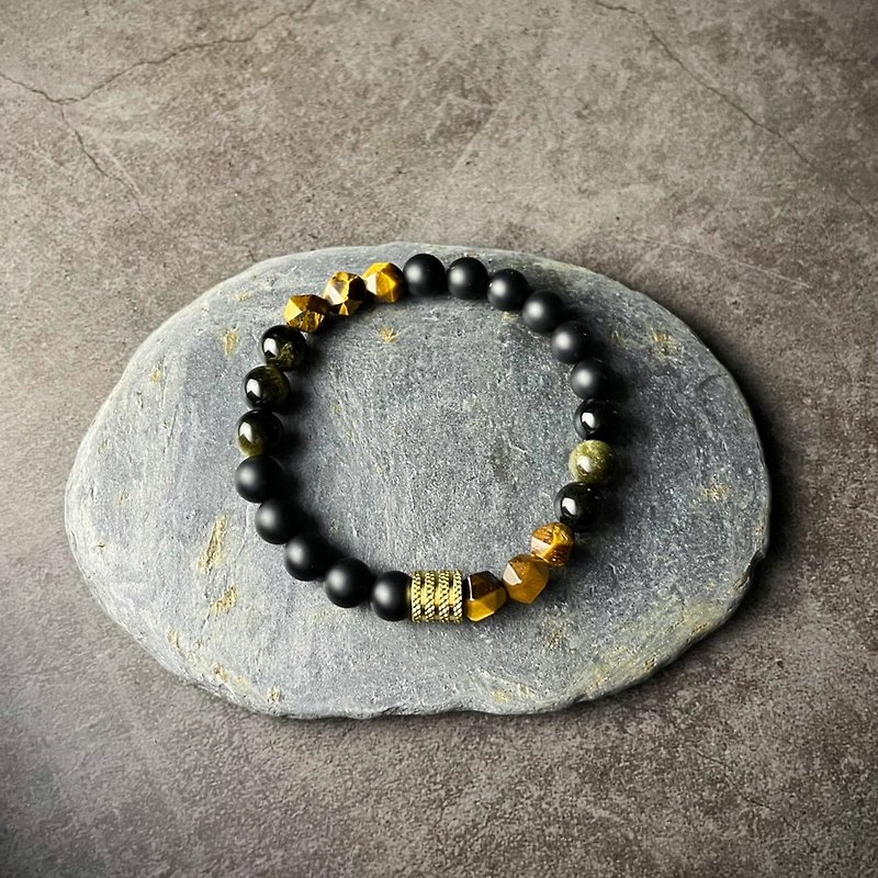 The Knight Onyx Bracelet, an elastic bracelet made with multi-stone beads. - Bracelets - Crystal Black