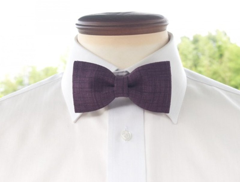 TATAN Japanese style change weave bow tie (purple) - Bow Ties & Ascots - Cotton & Hemp Purple