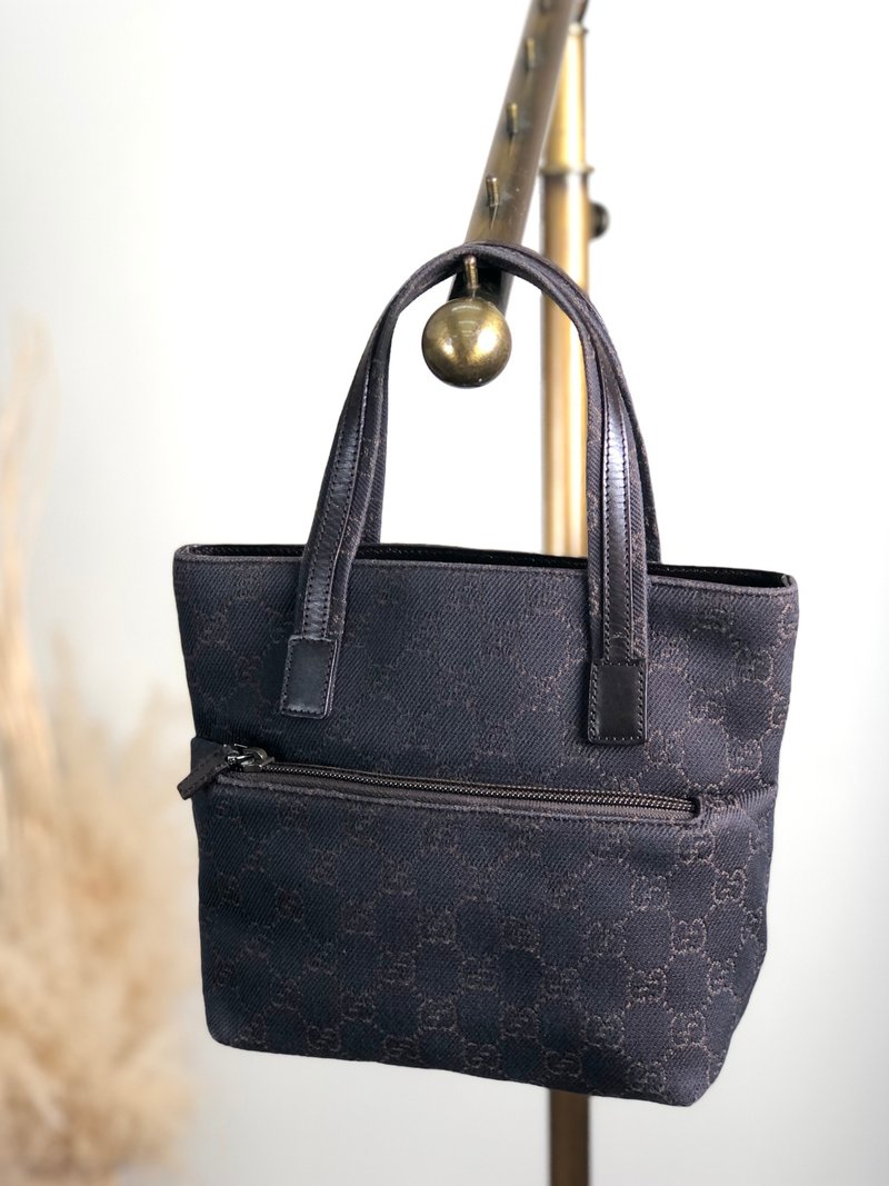 【 日本直送　名牌中古包 】GUCCI グッチ GG柄 ハンドバッグ ブラウン キャンバス ミニトートバッグ 105651 vintage  rvtuey - 手提包/手提袋 - 棉．麻 咖啡色