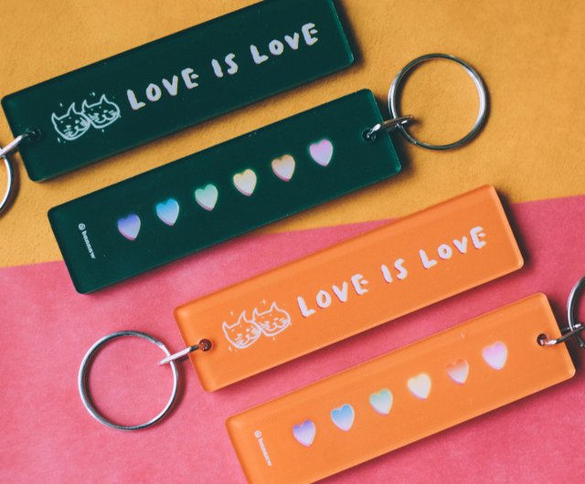 スティッキーキャットアクリルキーホルダー Love is Love