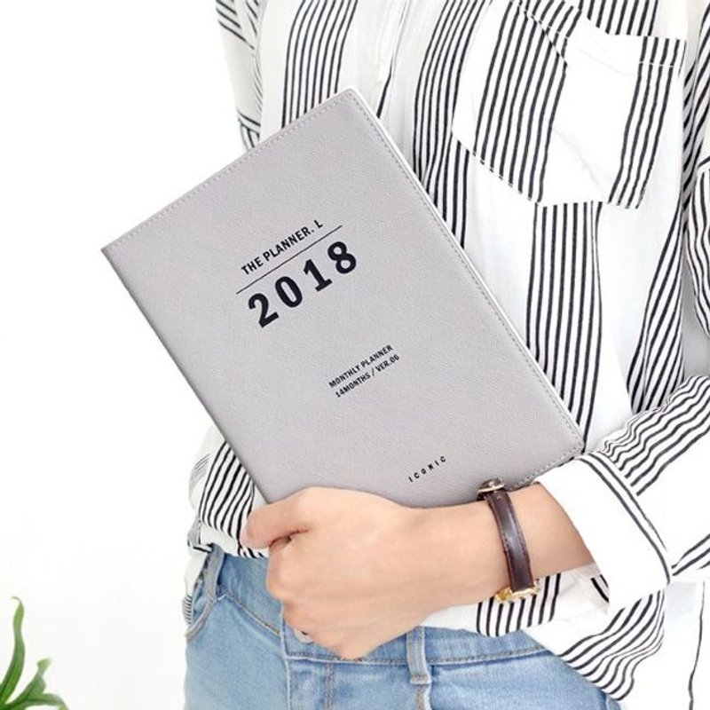 ICONIC 2018 Classic Moon L (aging) - texture gray, ICO50428 - ปฏิทิน - กระดาษ สีเทา