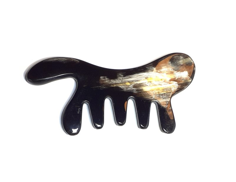 Handmade Gua Sha Massager – Natural Buffalo Horn Massage Tool for Face, Body - 刮痧板/臉部按摩 - 環保材質 黑色
