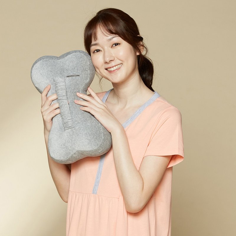 Plain Car Bone Neck Pillow-Mist Grey - หมอน - ผ้าฝ้าย/ผ้าลินิน สีเทา