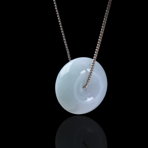 瓔珞珠寶盒 E.L.Jewelry Box 【願‧平安】淡綠翡翠平安扣項鍊 | 天然緬甸玉A貨翡翠 |送禮