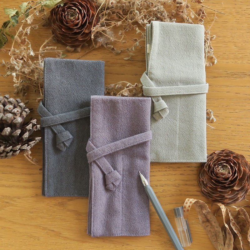 聖誕福袋::簡潔小筆袋 | 灰紫x灰藍x秋香 三入一組 - 筆盒/筆袋 - 棉．麻 藍色