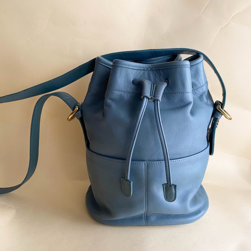 Second-hand bag Coach | Bucket bag | Rope bag | Antique bag | Girlfriend gift | Side backpack Bucket - Drawstring Bags - Genuine Leather Blue