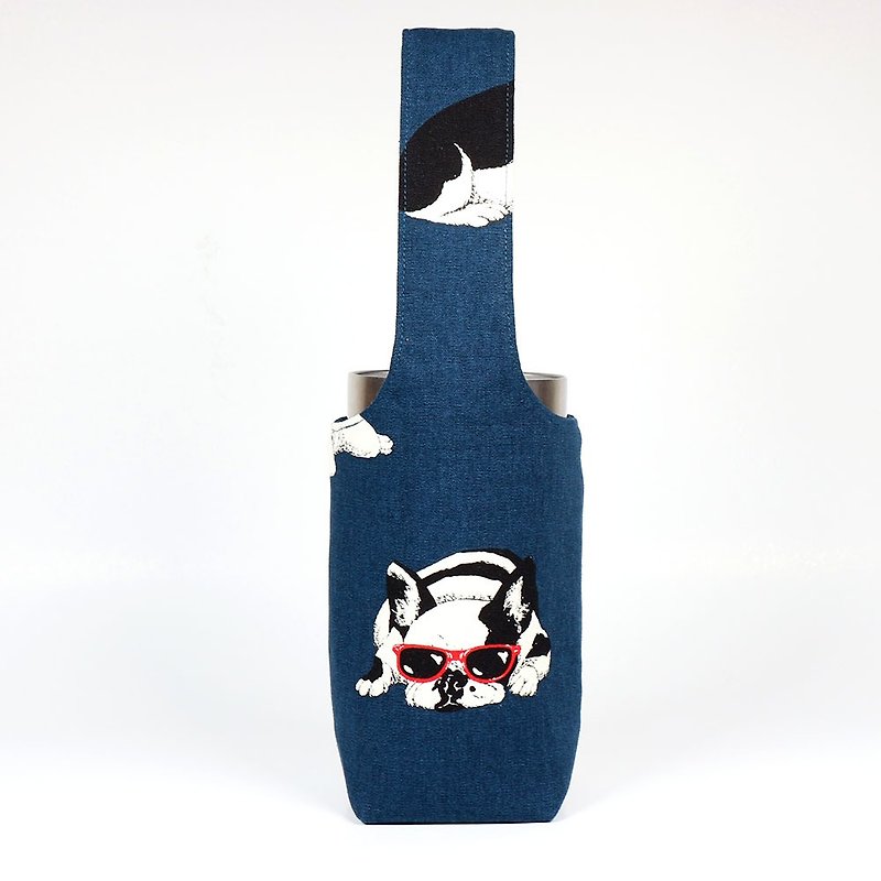 Icemaster Cup Wrist Bag Kettle Bag - Bulldog (Blue) - ถุงใส่กระติกนำ้ - ผ้าฝ้าย/ผ้าลินิน สีน้ำเงิน