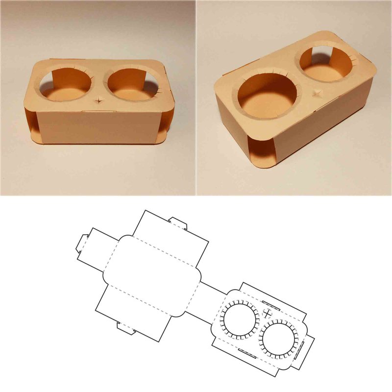 Cup holder template, two cup holder, coffee cup holder, paper cup holder, Cricut - 圖文模板設計 - 其他材質 
