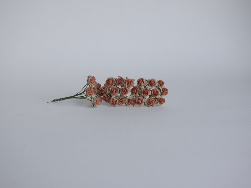 Paper Flower, 100 pieces mulberry rose size 0.8 cm., 2tone brown color. - 其他 - 紙 咖啡色