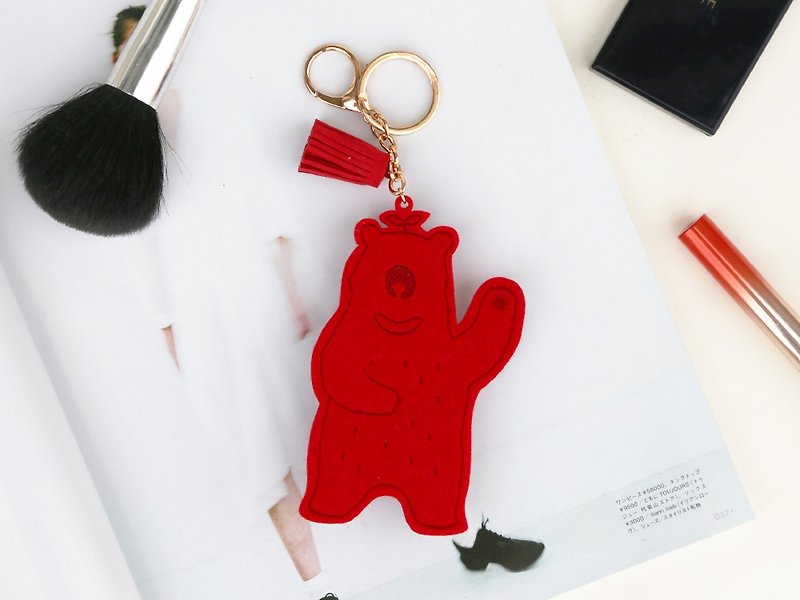 Le Yang・Gauisus- Hello Bear! Key ring / strap - Strawberry red - ที่ห้อยกุญแจ - เส้นใยสังเคราะห์ สีแดง