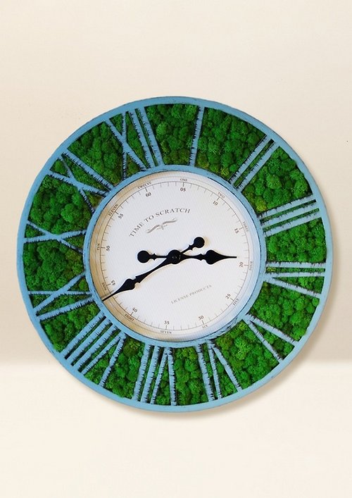 HWAN Art Gallery Wall Clock Original Handmade Moss Wall Decor Anniversary Gift