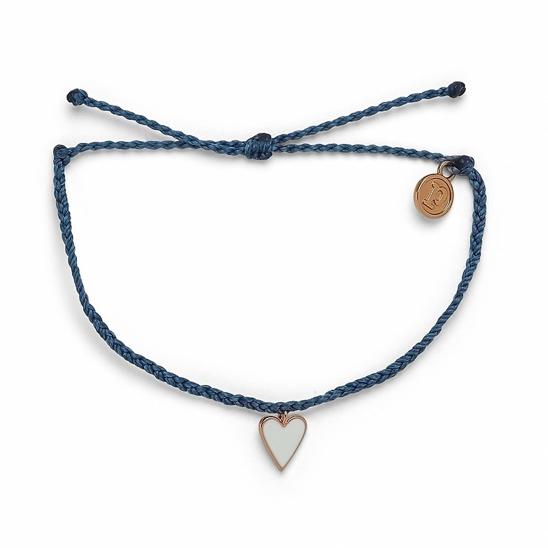 Pura Vida American Handmade Rose Gold Small White Heart Gray Blue Surf Bracelet - สร้อยข้อมือ - วัสดุกันนำ้ สีน้ำเงิน