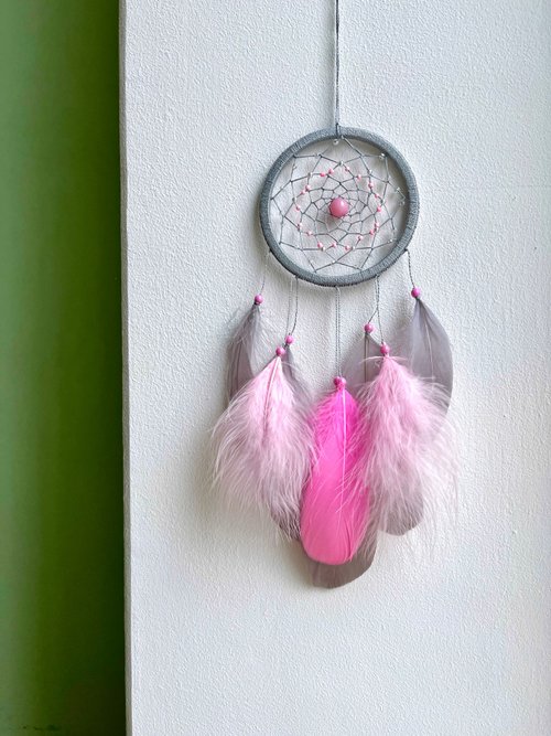 Large dreamcatcher, Pink bedroom decor, Seashell wall hanging