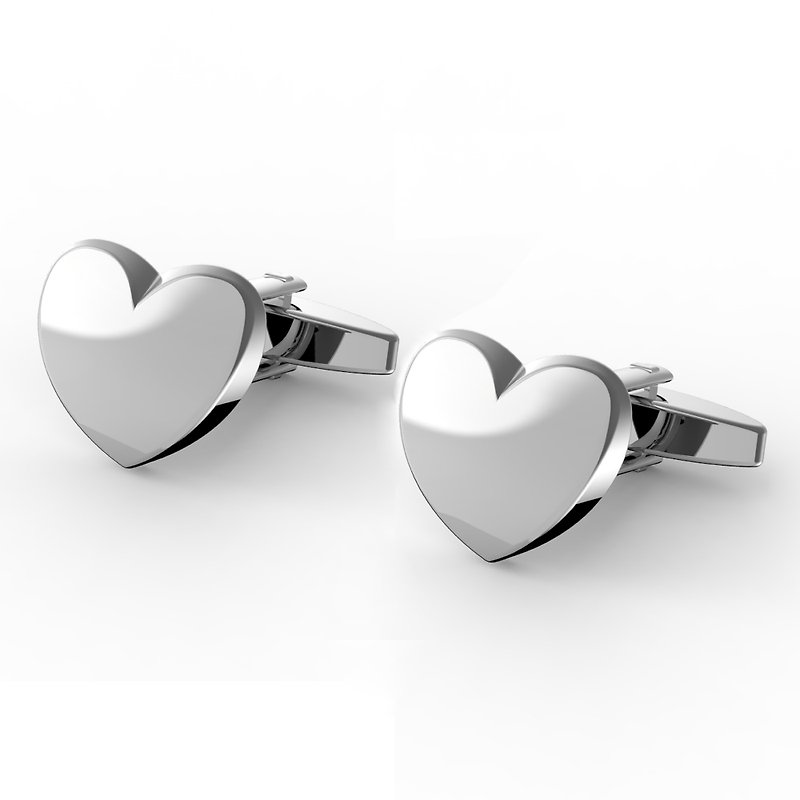 Love Heart Cufflinks - Cuff Links - Other Metals Silver
