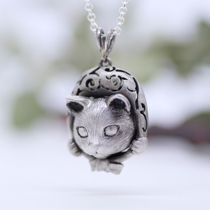 どろぼう猫のシルバーペンダント / 925 スターリングシルバー - 項鍊 - 純銀 銀色