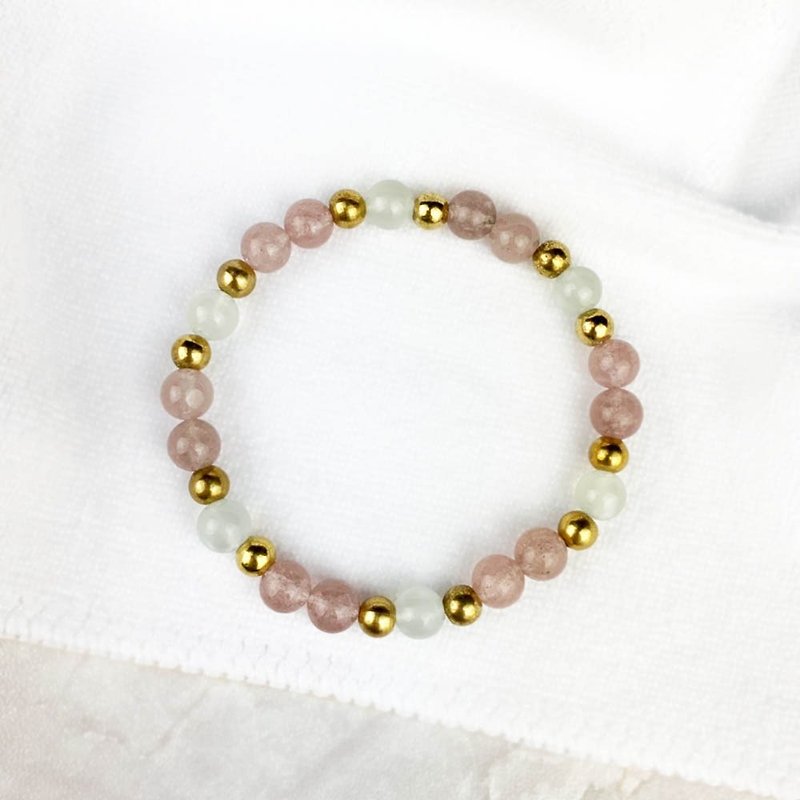 |Simple Series|Bright Moon in Pink (Bracelet x Bracelet x Handmade x Customized.) - Bracelets - Gemstone Pink